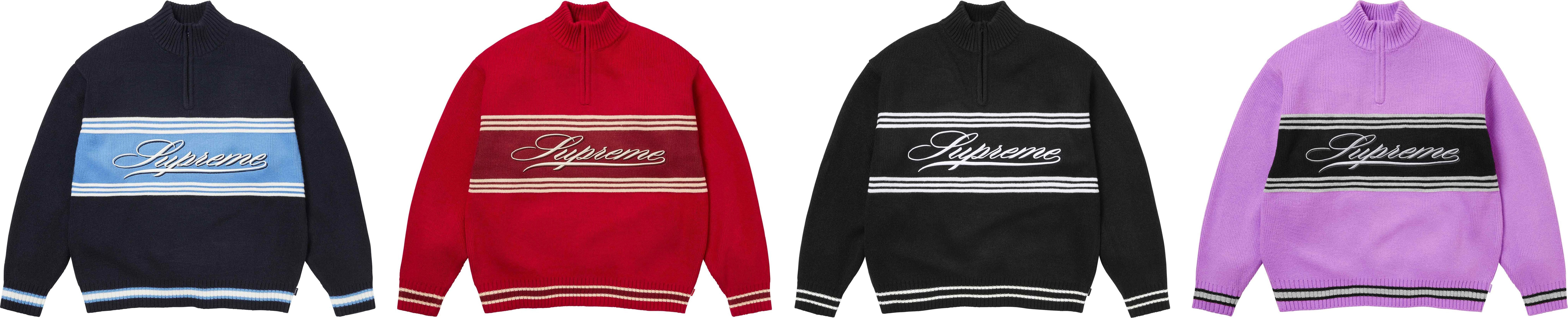 Script Stripe Half Zip Sweater